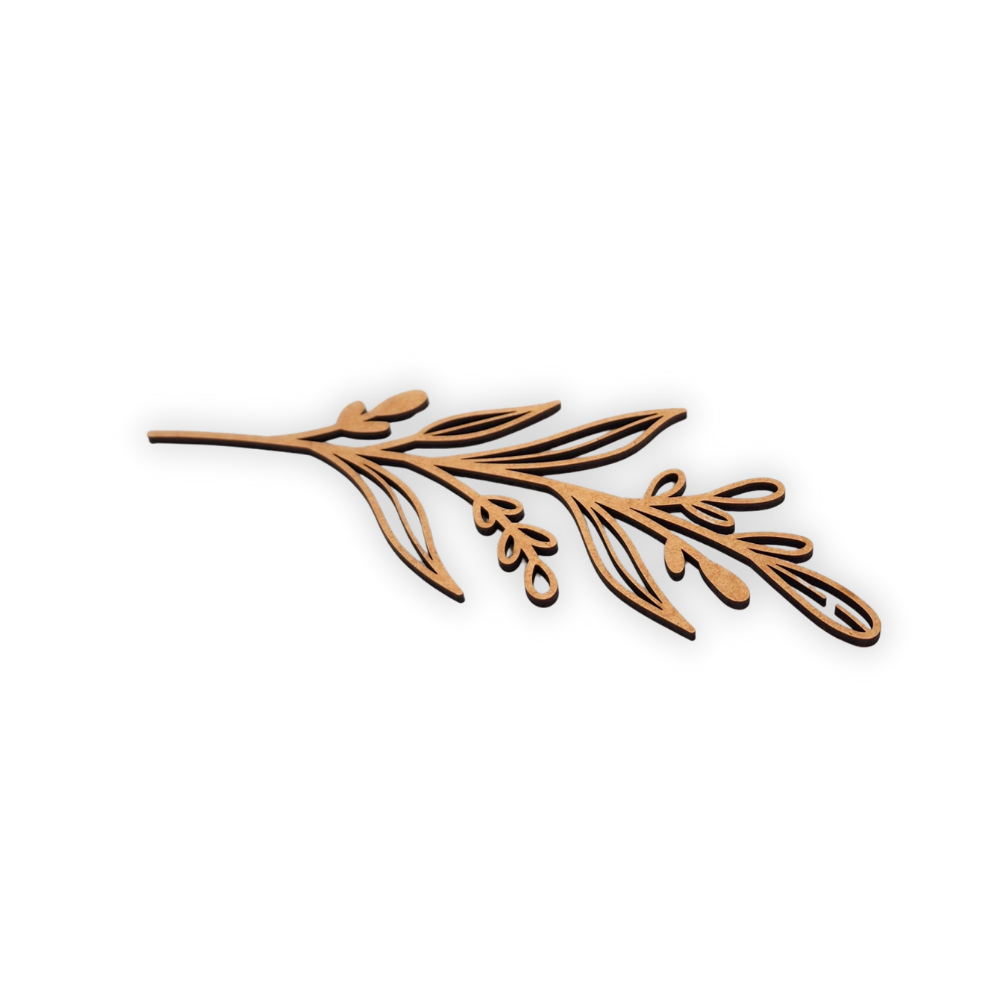Decorative laser wooden blank cutout of a leafy flower/plant 