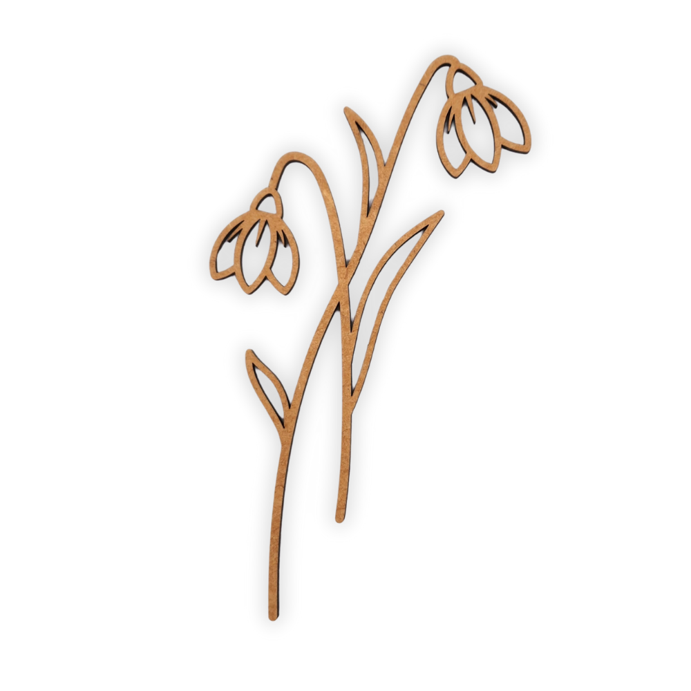 Decorative laser wooden blank cutout of a leafy flower/plant 