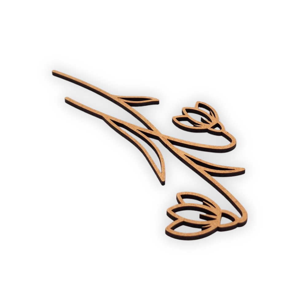 Decorative laser wooden blank cutout of a leafy flower/plant 