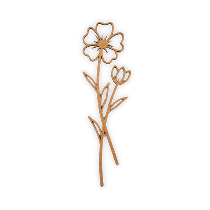 Decorative laser wooden blank cutout of a leafy flower/plant 