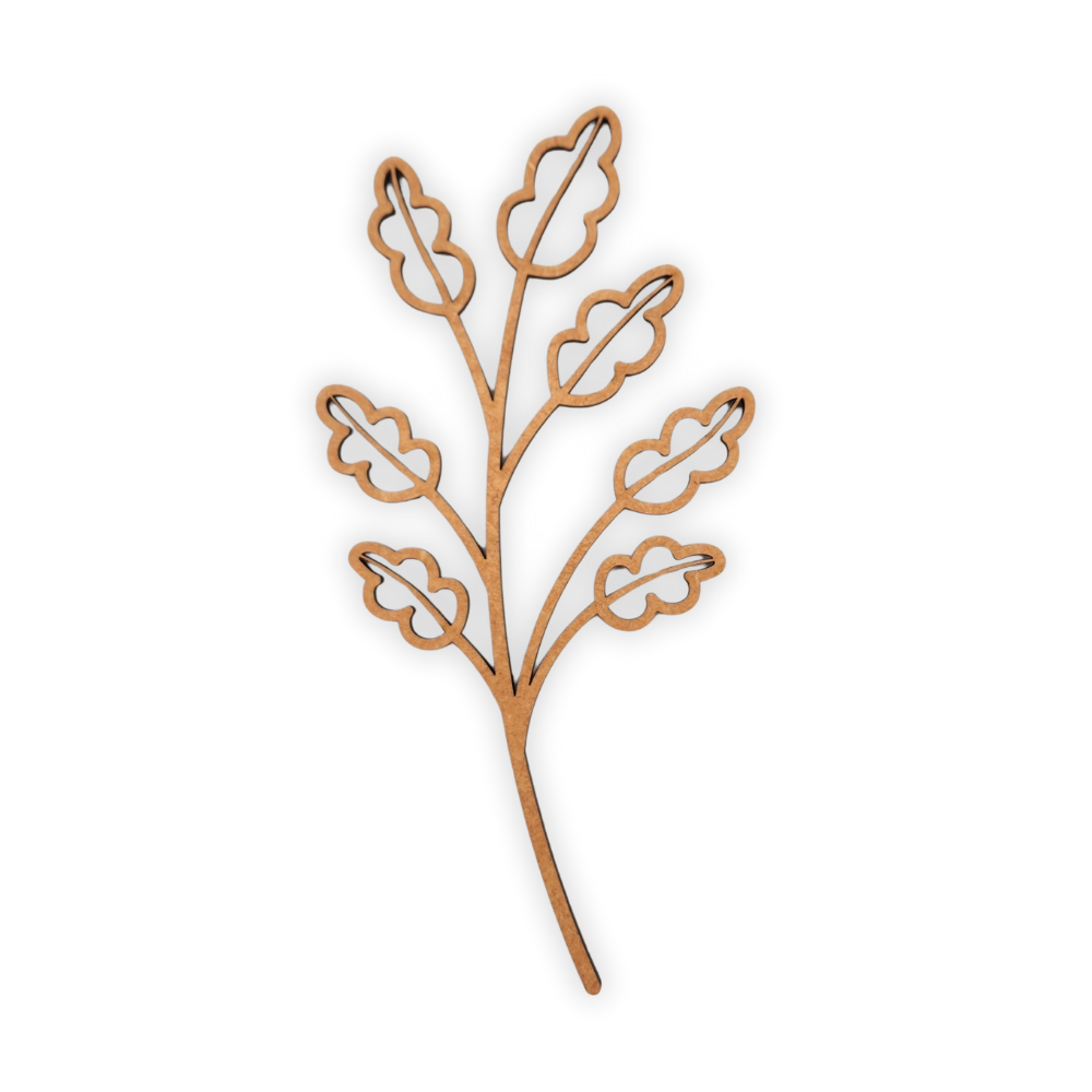 Decorative laser wooden blank cutout of a leafy flower/plant 