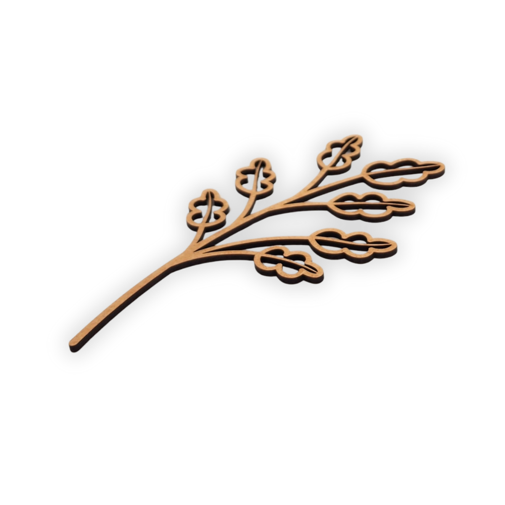 Decorative laser wooden blank cutout of a leafy flower/plant 