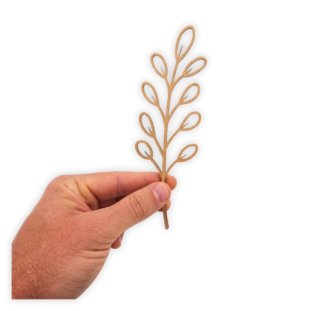 Decorative laser wooden blank cutout of a leafy flower/plant 