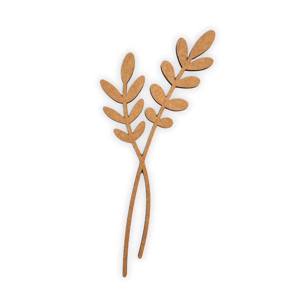 Decorative laser wooden blank cutout of a leafy flower/plant 