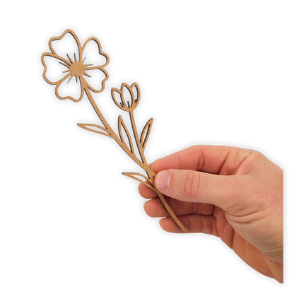 Decorative laser wooden blank cutout of a leafy flower/plant 