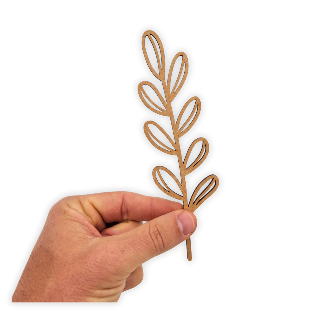 Decorative laser wooden blank cutout of a leafy flower/plant 