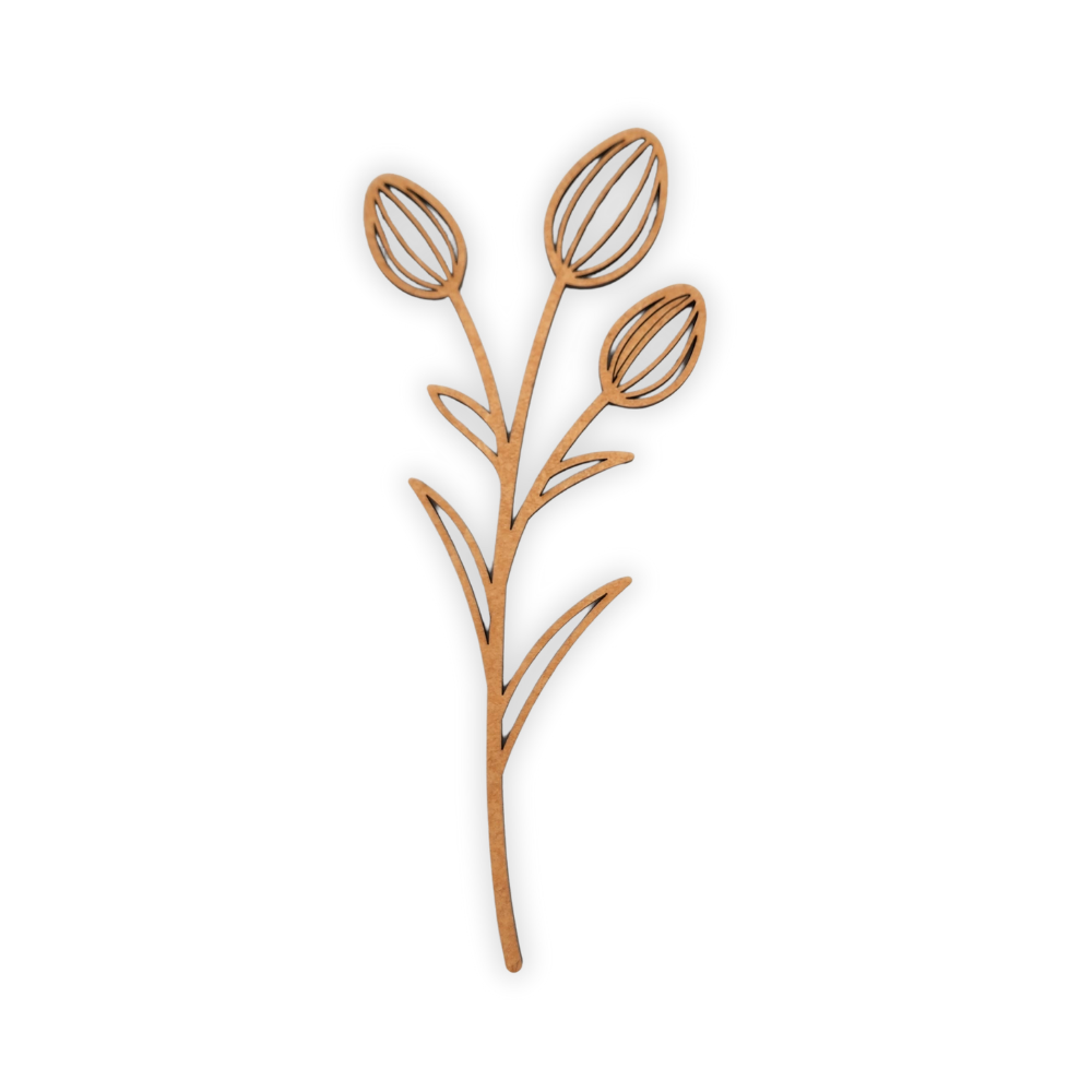 Decorative laser wooden blank cutout of a leafy flower/plant 