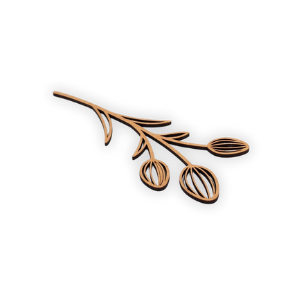 Decorative laser wooden blank cutout of a leafy flower/plant 
