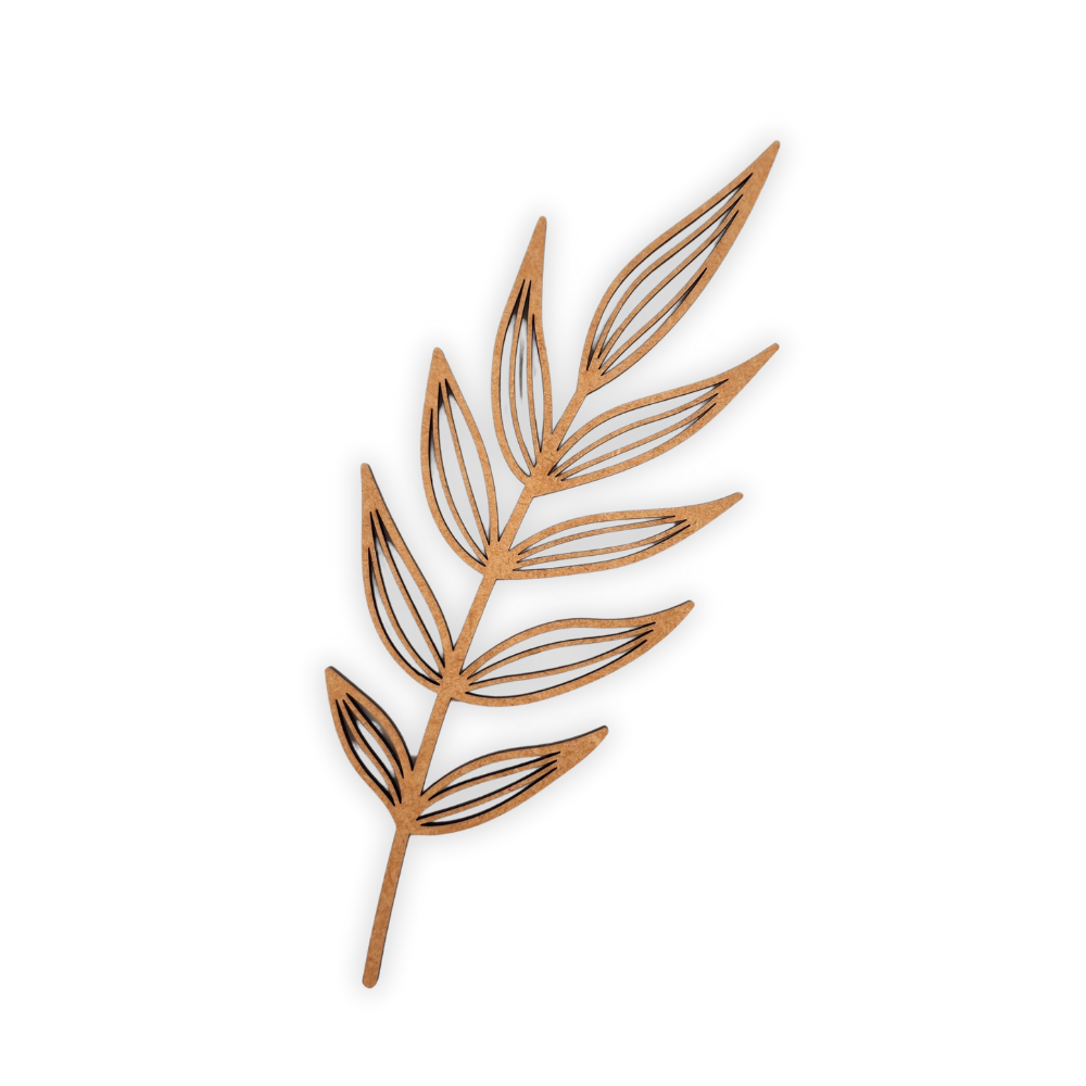 Decorative laser wooden blank cutout of a leafy flower/plant 