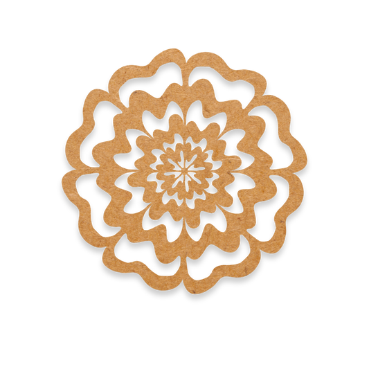 Our flower mandala blank is intricately cut from 3mm MDF wood.
