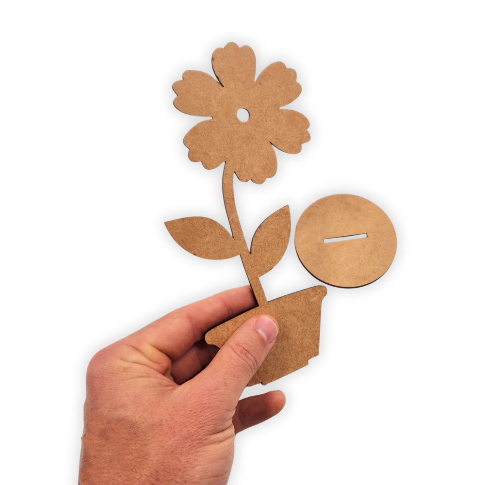 Plant with stand flower wood cutout