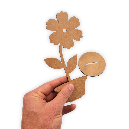 Plant with stand flower wood cutout