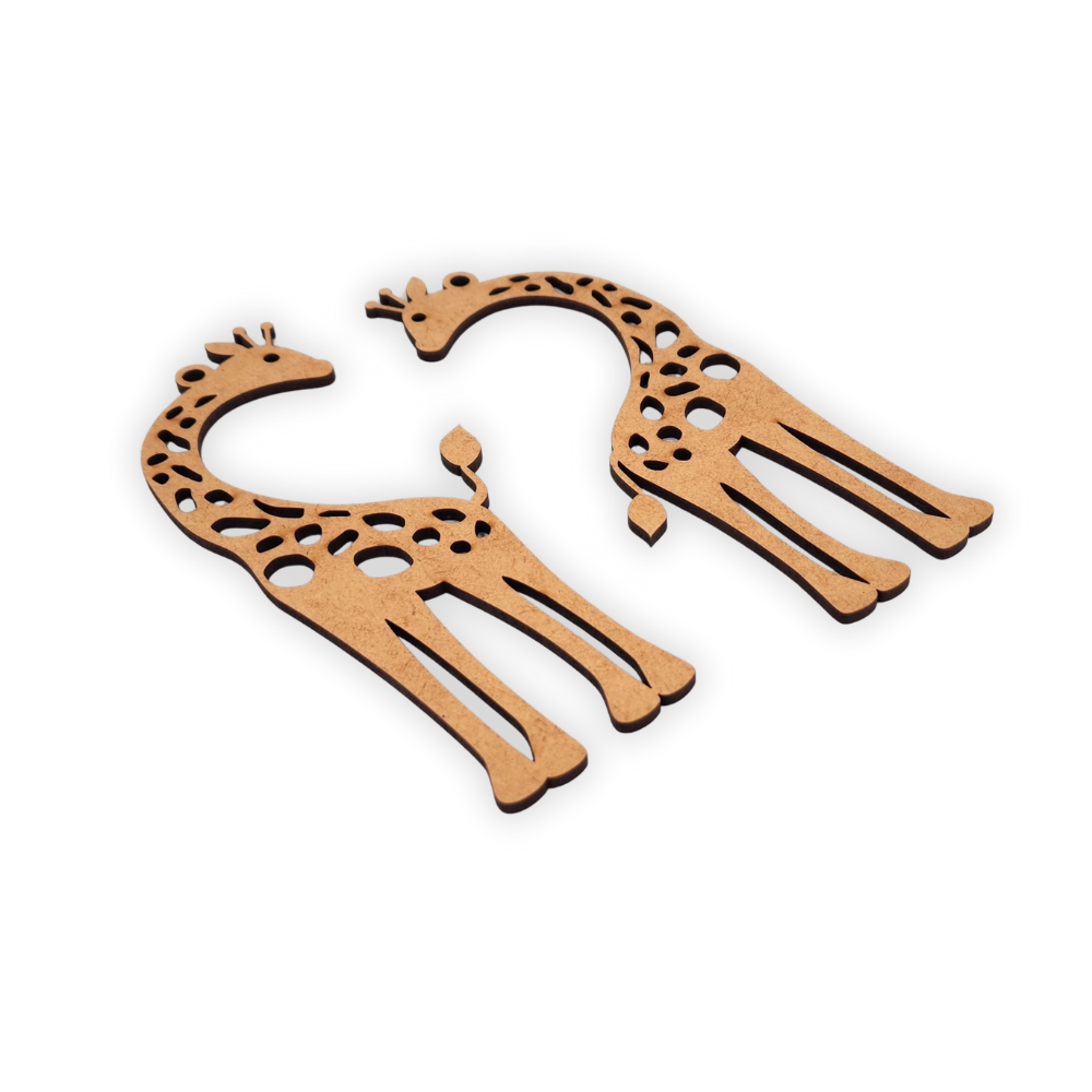 A pair of wooden giraffes for painting