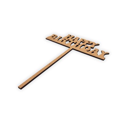 Happy Birthday wooden laser cut cake topper