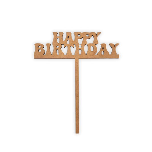 Happy Birthday wooden laser cut cake topper