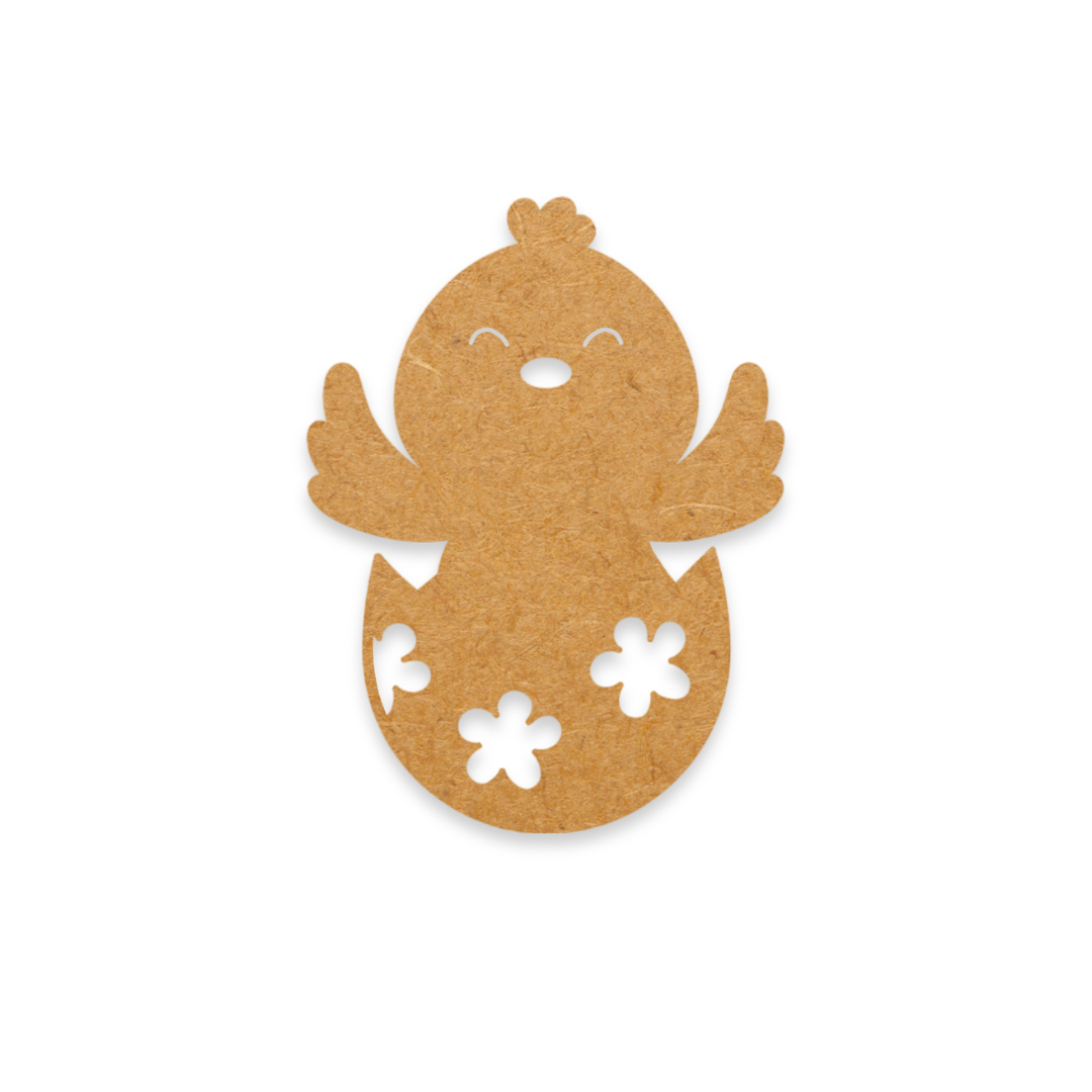 Laser cut Hatchling with Floral egg on MDF