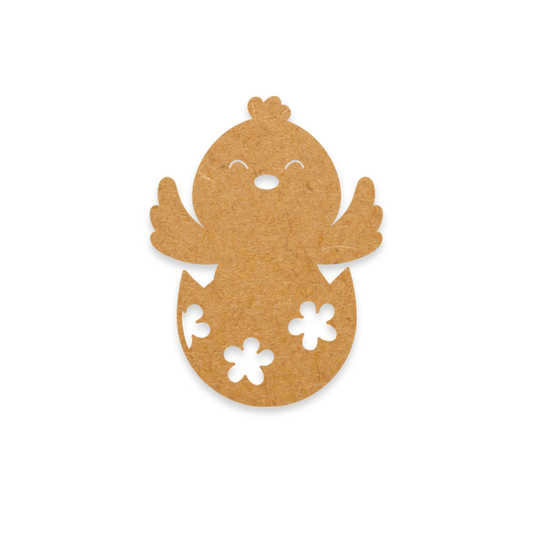 Laser cut Hatchling with Floral egg on MDF