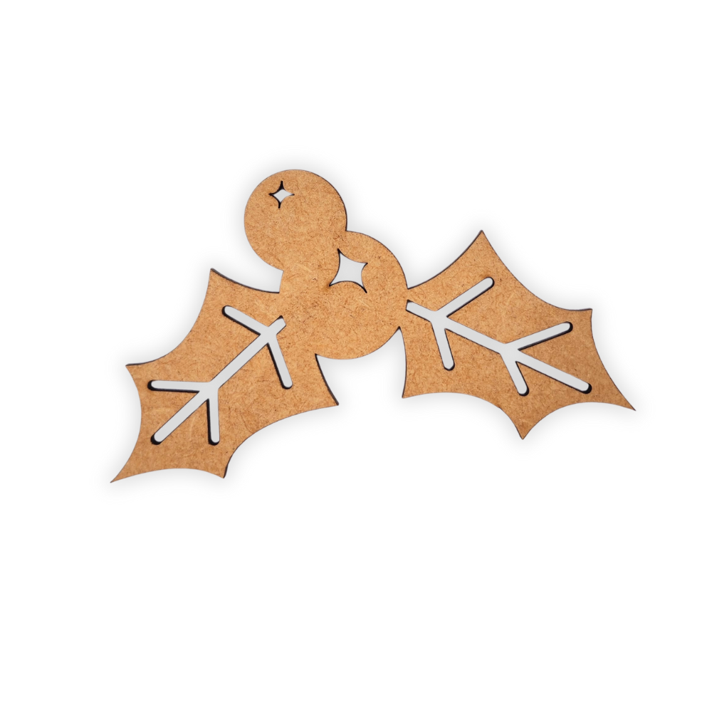 Holly and Ivy Christmas decor wood laser cutout