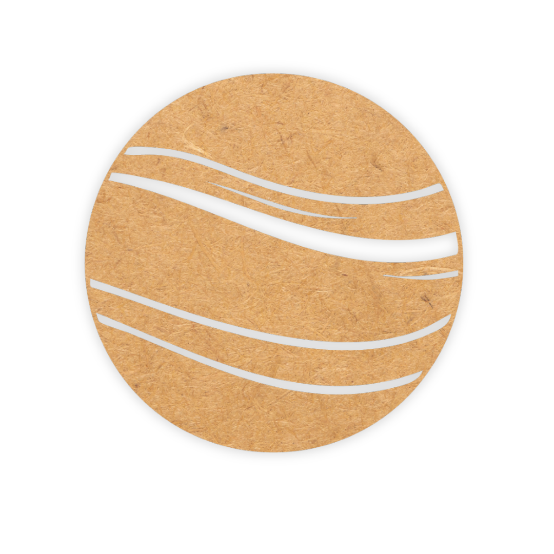 Wooden cutout of the planet Jupiter