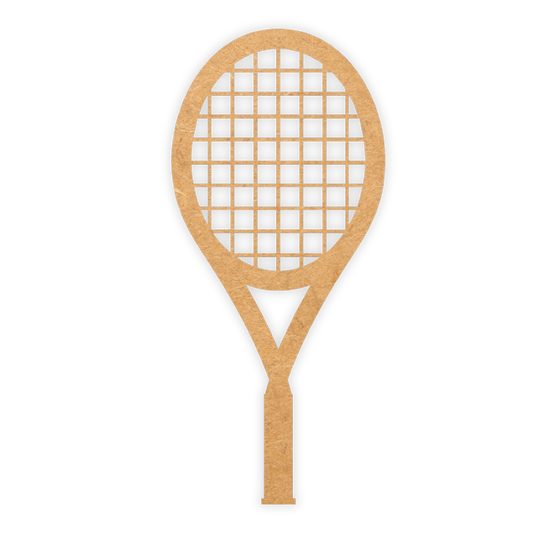 Wooden laser cutout of a tennis racket