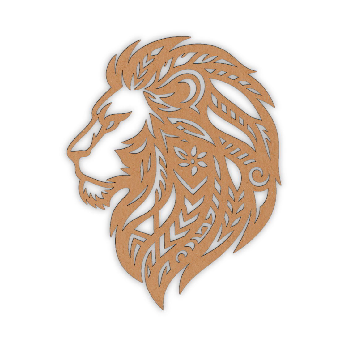 Wooden lion portrait