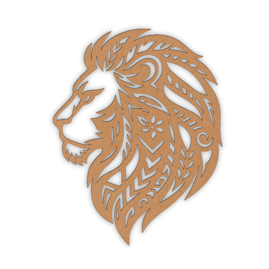 Wooden lion portrait