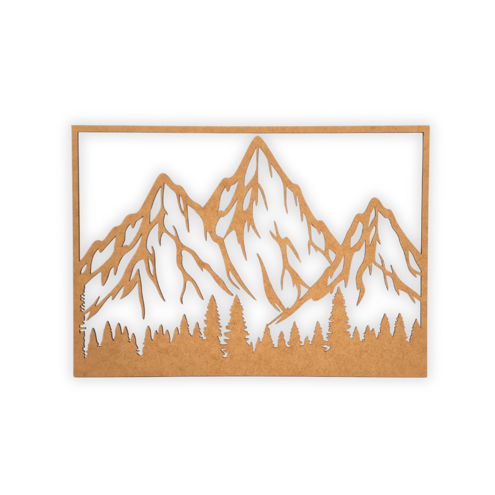 Mountain and forest wall art wooden decor cutout
