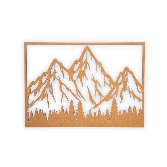 Mountain and forest wall art wooden decor cutout