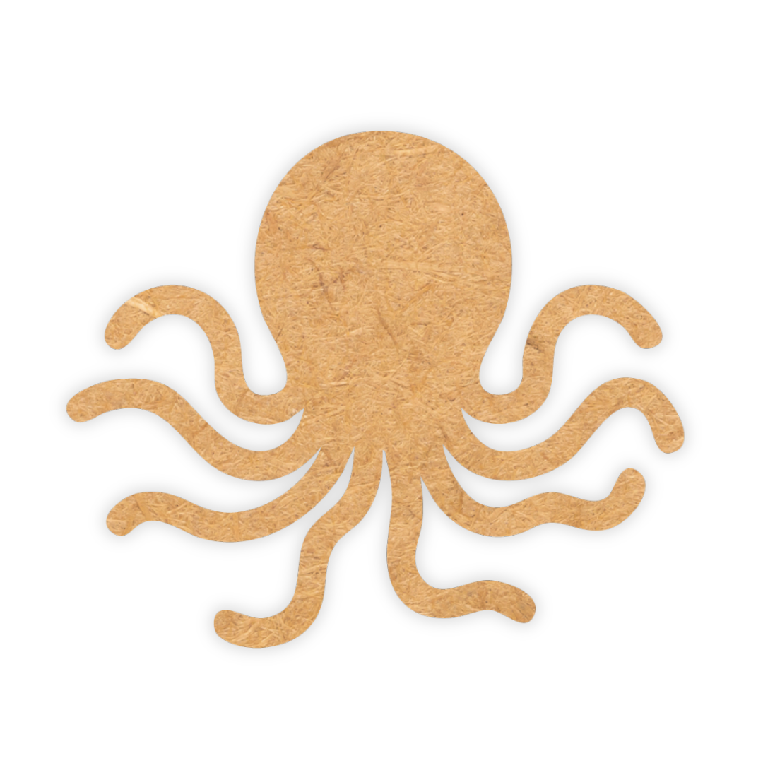 Laser cut wooden octopus shape suitable for craft projects and decor