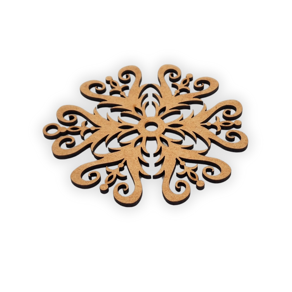 Decorative Petal mandala wooden blank cut out of 3mm MDF side view