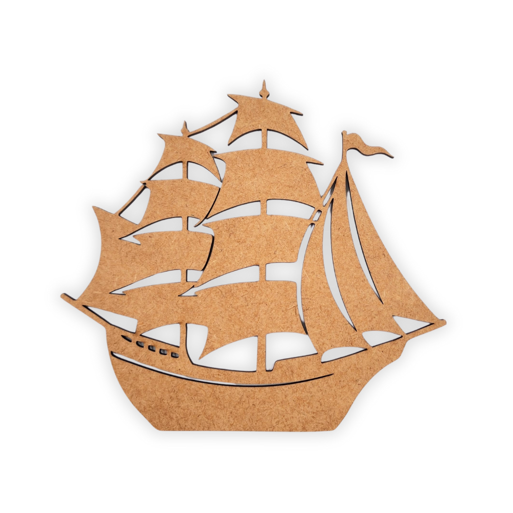 Wooden blank laser cut pirate sailing ship