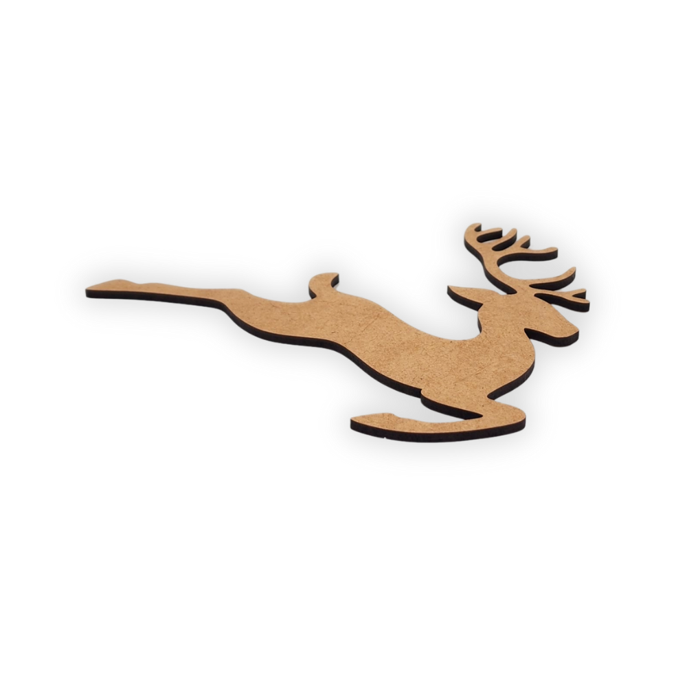 Prancing Reindeer in the snow wooden cutout