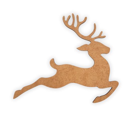 Prancing Reindeer in the snow wooden cutout
