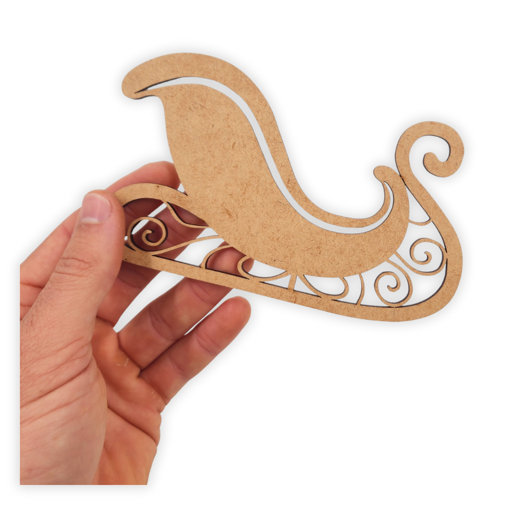 Wooden Santa sleigh Christmas decoration cutout