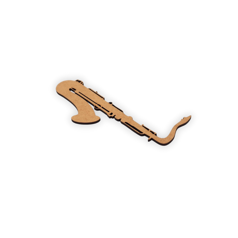 Wood cutout of a saxophone