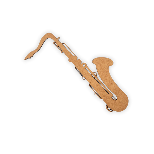 Wood cutout of a saxophone
