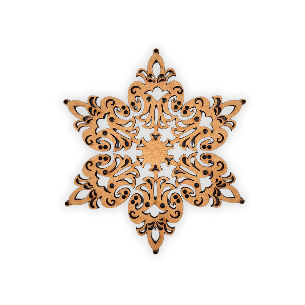 Decorative Six Point mandala wooden blank cut out of 3mm MDF