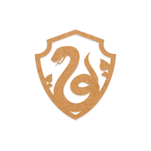 Our Slytherin crest blank is intricately cut from 3mm MDF wood
