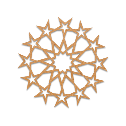 Decorative star mandala wooden blank on a white background