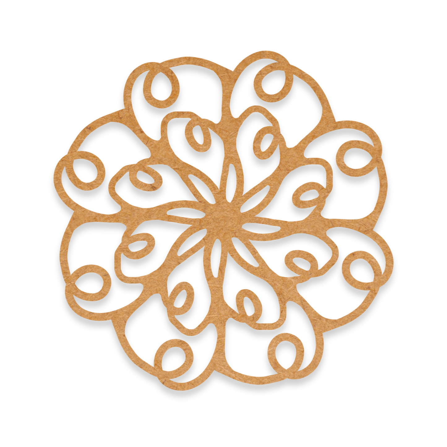 Our spiral mandala blank is intricately cut from 3mm MDF wood