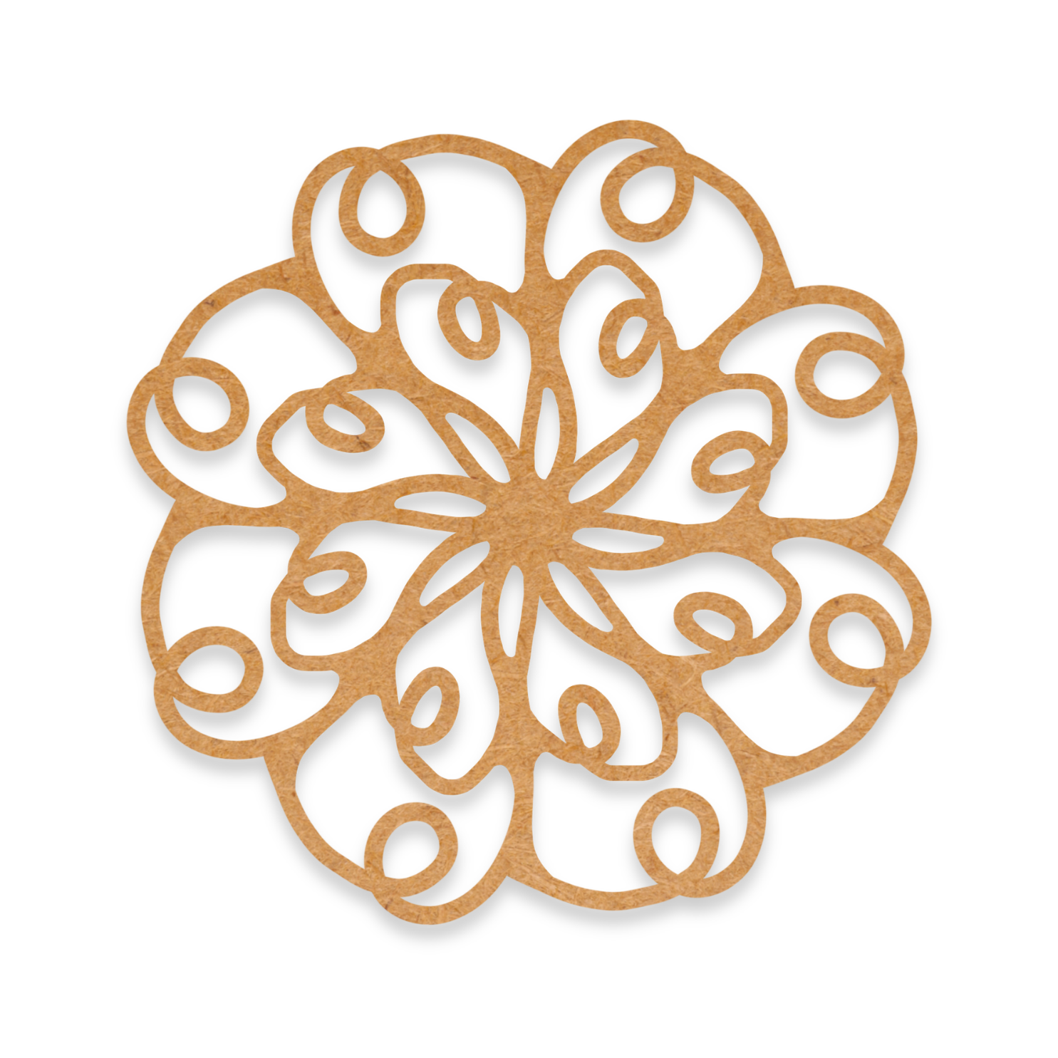 Our spiral mandala blank is intricately cut from 3mm MDF wood