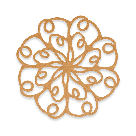 Our spiral mandala blank is intricately cut from 3mm MDF wood