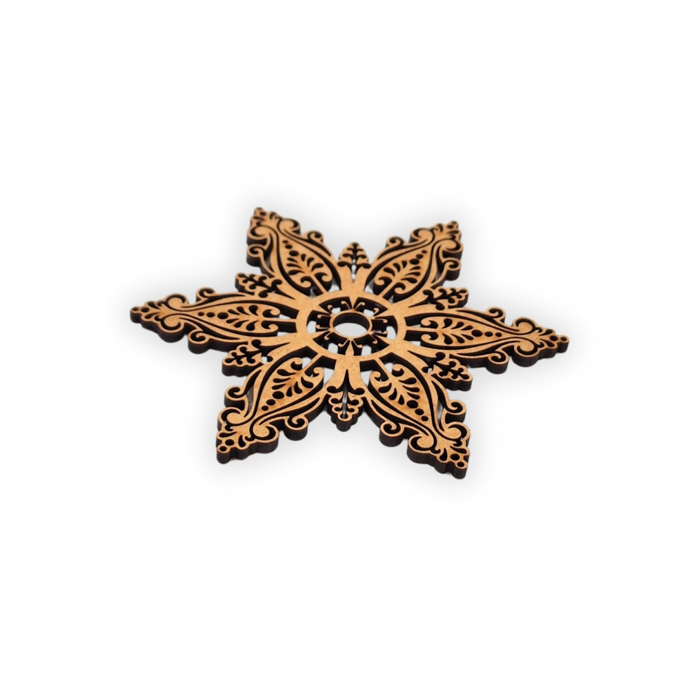 Decorative Star shaped mandala wooden blank cut out of 3mm MDF side view