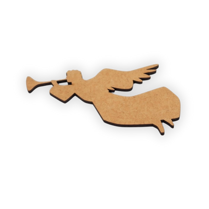 Angel playing trumpet wood Christmas decor