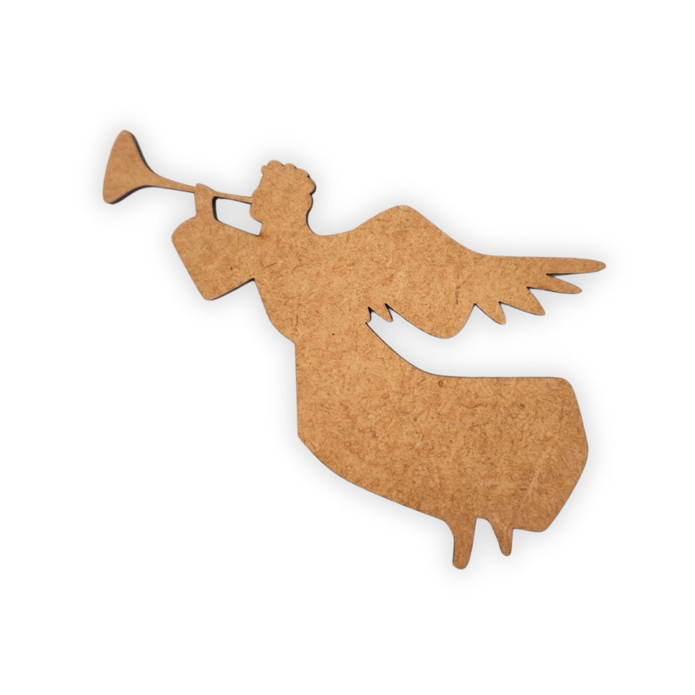 Angel playing trumpet wood Christmas decor