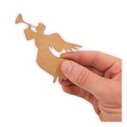 Angel playing trumpet wood Christmas decor