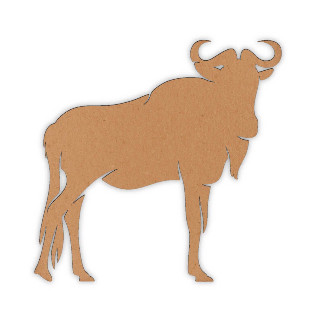 Our Wildebeest is intricately cut from 3mm MDF wood.