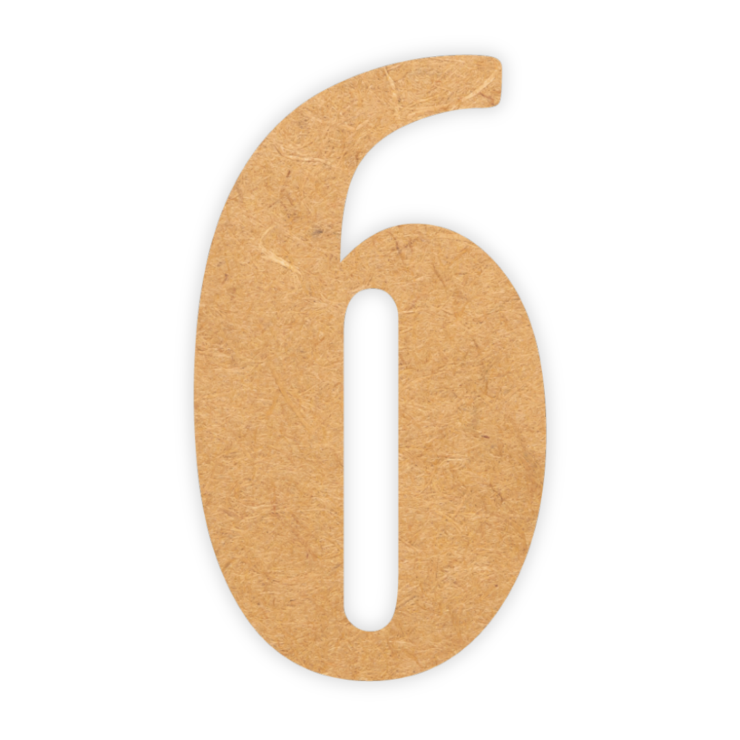 MDF wood laser cutout for kids parties of the number six