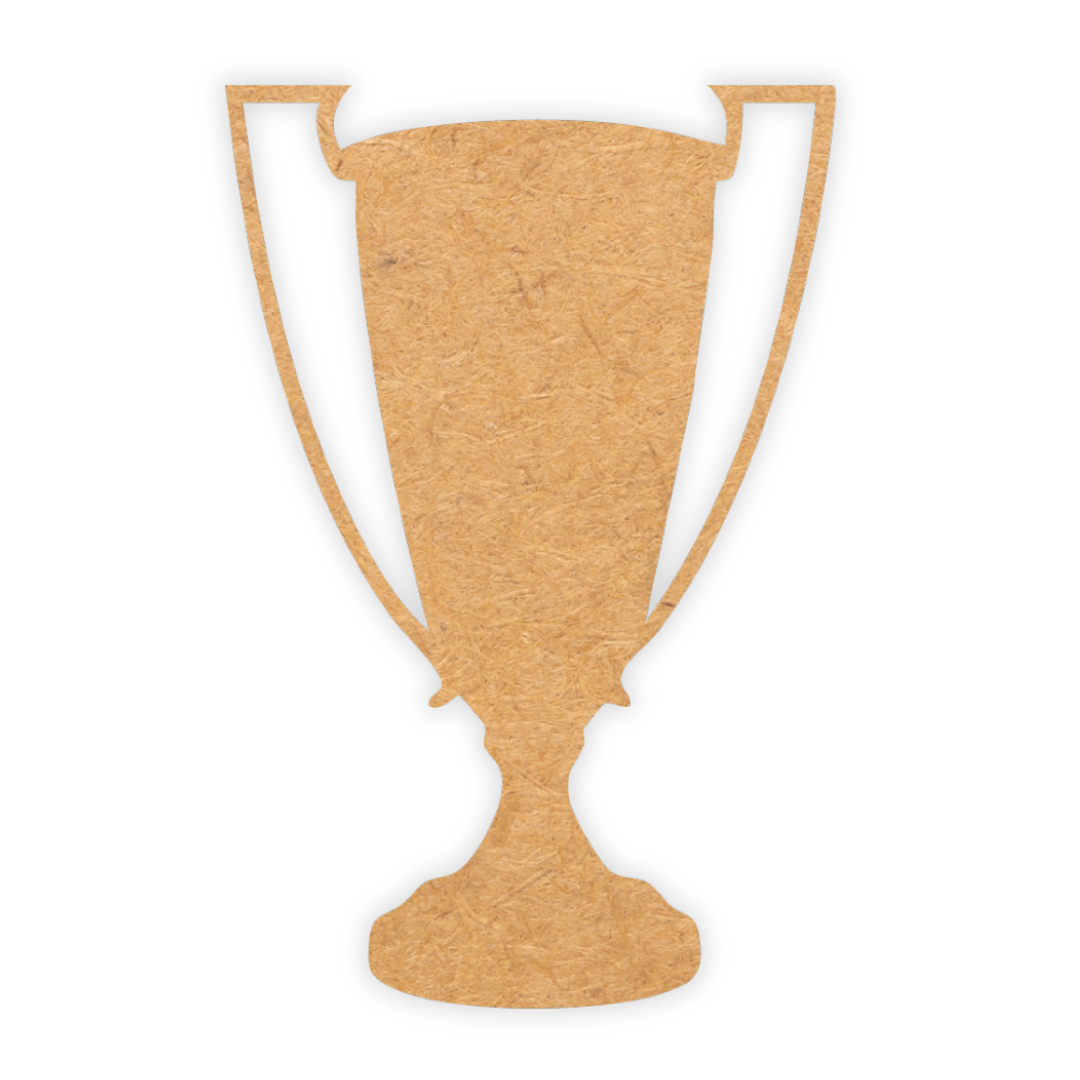 Wooden cutout of a sports trophy