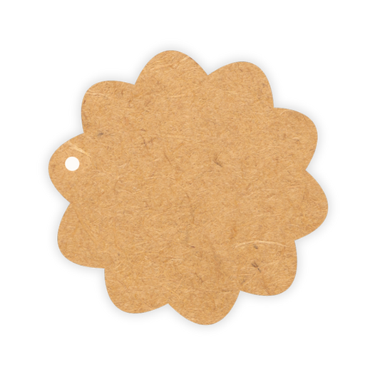 Wooden flower shaped gift tag